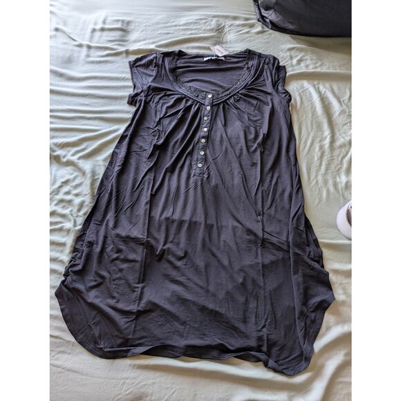 NWT Eileen West ICONIC BLACK TENCEL MODAL NIGHTSHIRT - BLACK  -size XS - Picture 1 of 7